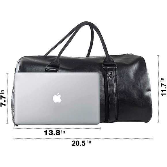 Weekender Oversized Travel Duffel Bag With Shoe Pouch, Leather Carry On Bag - Picture 4 of 5